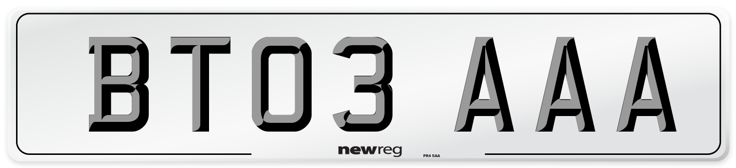 BT03 AAA Number Plate from New Reg